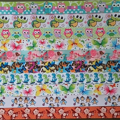 Lot de 10 x 50 / 70 cm de ruban gros grain - thème divers - lot n°5