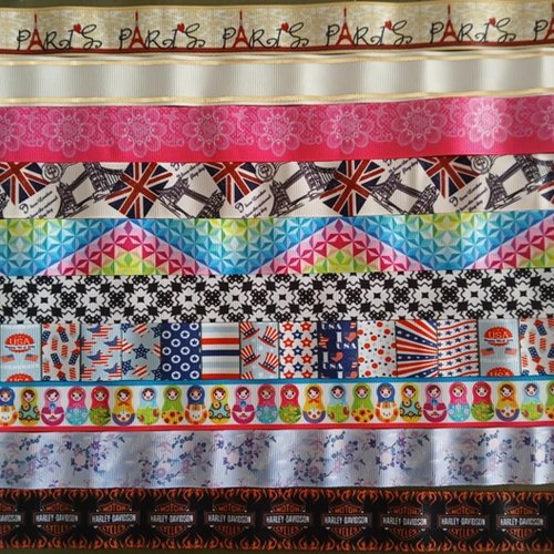 Lot de 10 x 50 / 70 cm de ruban gros grain - thème divers - lot n°7