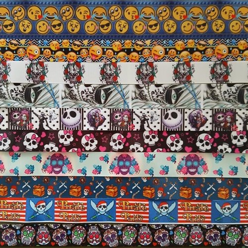 Lot de 10 x 50 / 70 cm de ruban gros grain - thème divers - lot n°26