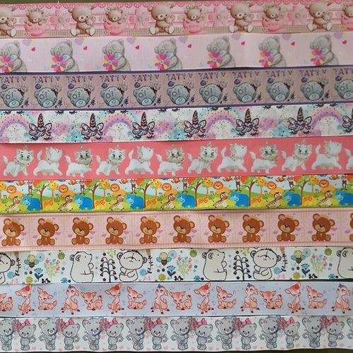 Lot de 10 x 50 / 70 cm de ruban gros grain - thème divers - lot n°31