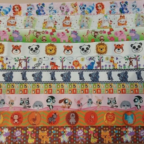 Lot de 10 x 50 / 70 cm de ruban gros grain - thème divers - lot n°35