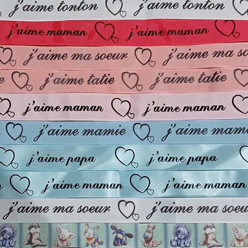 Lot de 10 x 50 / 70 cm de ruban gros grain - thème divers - lot n°41