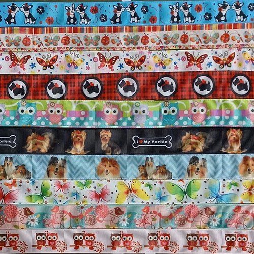 Lot de 10 x 50 / 70 cm de ruban gros grain - thème divers - lot n°43