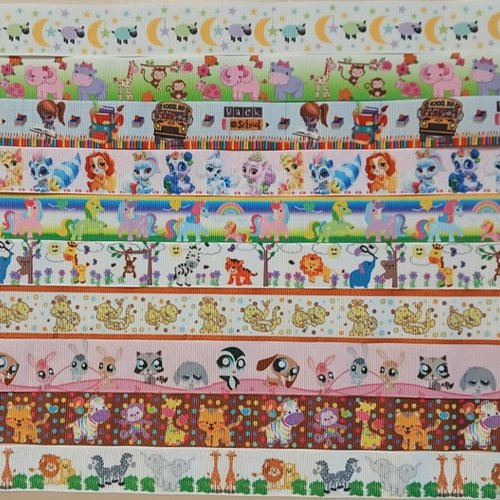 Lot de 10 x 50 / 70 cm de ruban gros grain - thème divers - lot n°48