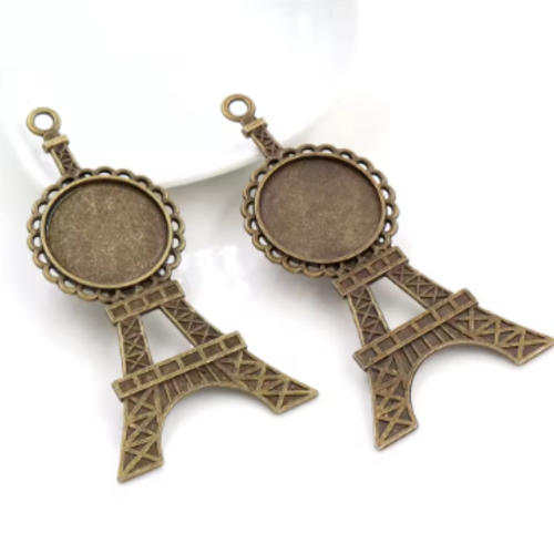 1 support cabochon tour eiffel - couleur bronze