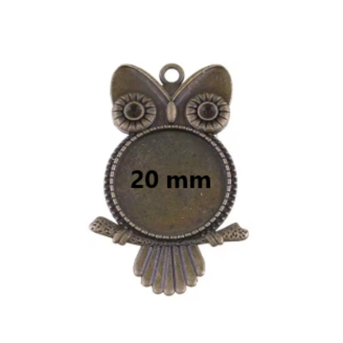 1 support cabochon hiboux - couleur bronze - cabochon 20mm