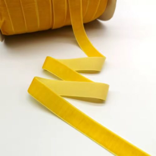 Ruban velours jaune - 09 mm - vendu au mètre