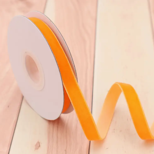 Ruban velours orange - 09 mm - vendu au mètre
