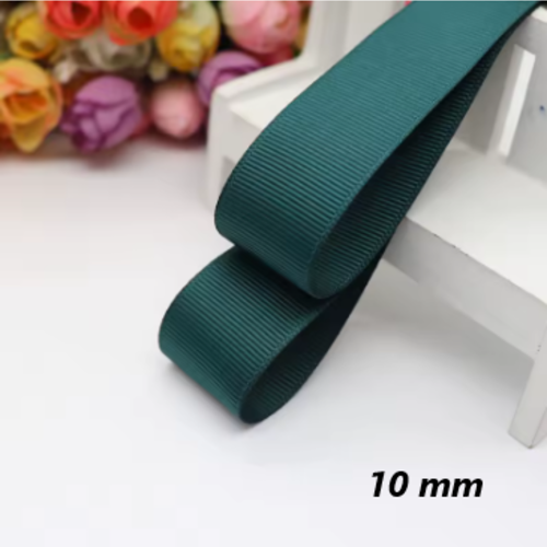 Ruban gros grain uni - vert bouteille - 10 mm - vendu au mètre