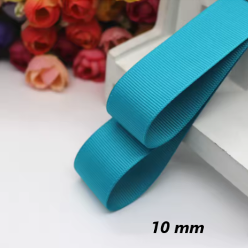 Ruban gros grain uni - bleu turquoise - 10 mm - vendu au mètre