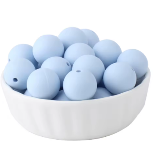 Lot de 10 perles en silicones - 12 mm - bleu - r285