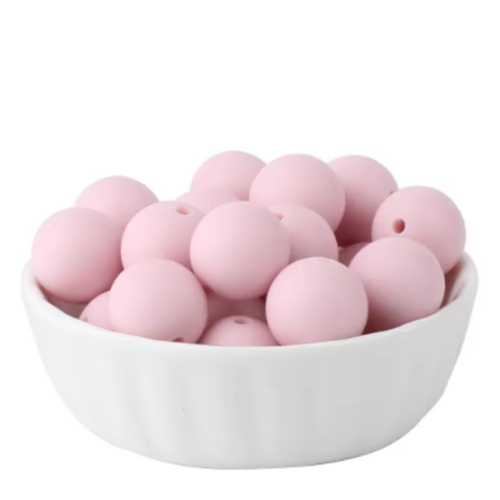 Lot de 10 perles en silicones - 12 mm - rose - r286