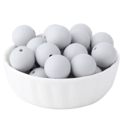 Lot de 10 perles en silicones - 12 mm - gris - r288
