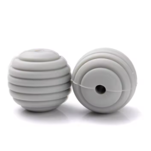 4 perles spirales en silicone - gris - 15 mm - r621