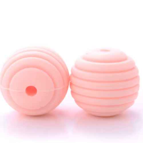 4 perles spirales en silicone - rose - 15 mm - r622