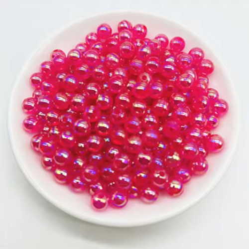 Destockage - lot de 200 perles rondes en acrylique - fuchsia