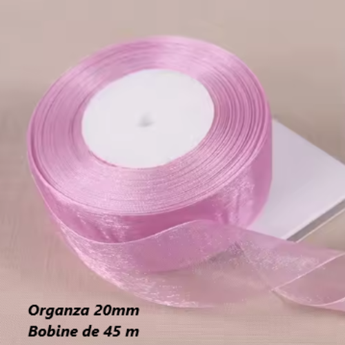 1 bobine de 45 mètres de ruban organza - 20 mm - parme - rub07