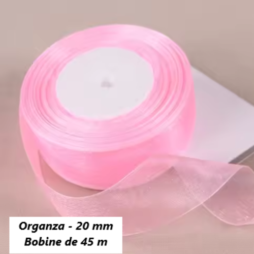 1 bobine de 45 mètres de ruban organza - 20 mm - rose - rub08