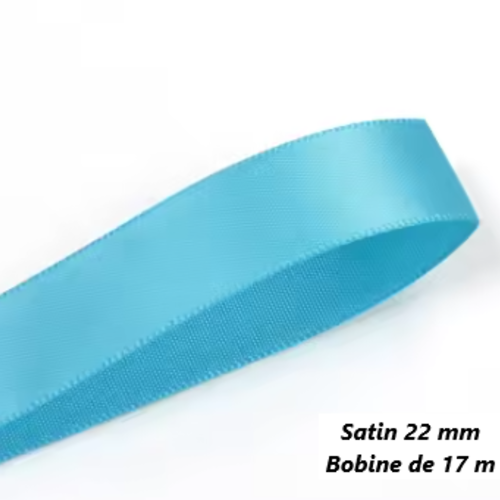 1 bobine de 17 mètres de ruban satin - 22 mm - turquoise - rub14