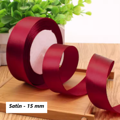 1 bobine de 17 mètres de ruban satin - 15 mm - bordeaux - rub17