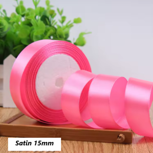 1 bobine de 17 mètres de ruban satin - 15 mm - rose - rub18