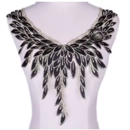 1 col - encolure - plastron - dentelle - noir - cp-n-04