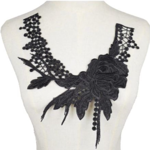 1 col - encolure - plastron - dentelle - noir - cp-n-14