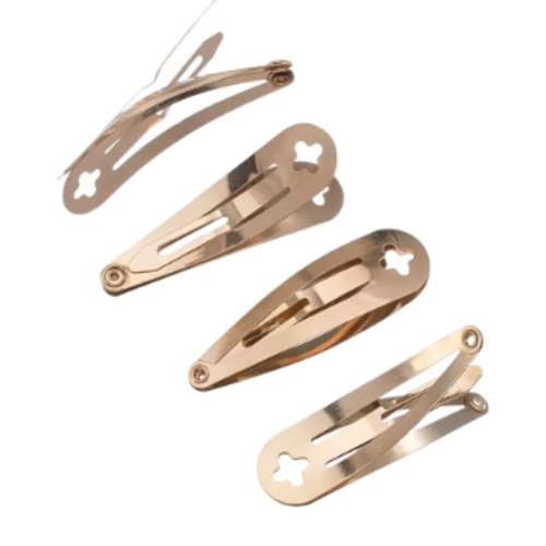 Lot de 10 pinces à cheveux clic-clac - couleur métal doré