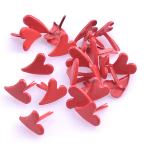 Lot de 20 attaches parisiennes - brads - coeur rouge