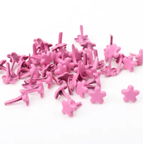 Lot de 50 attaches parisiennes - brads - fleurs roses