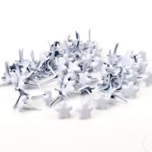 Lot de 50 attaches parisiennes - brads - fleurs blanches