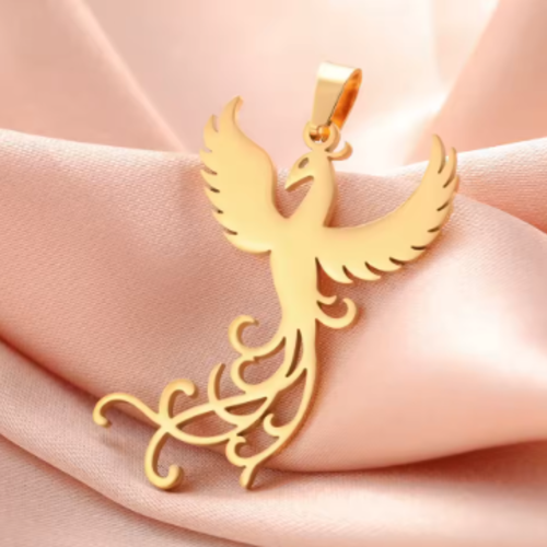 1 breloque pendentif - oiseaux de feu - doré - acier inoxydable - r788