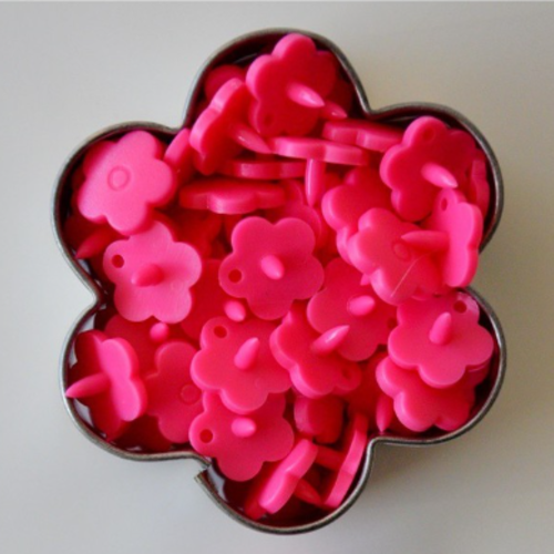 1 lot de 10 boutons pression - fleurs - type kam - fuchsia