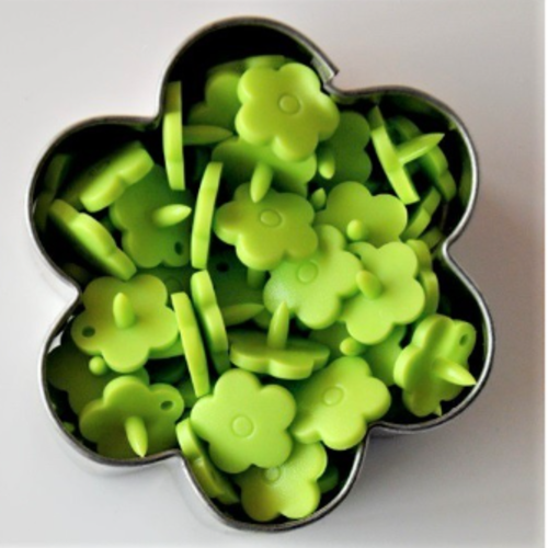 1 lot de 10 boutons pression - fleurs - type kam - vert