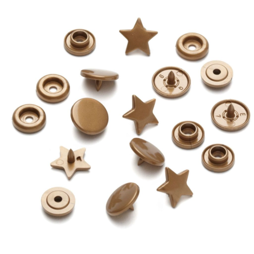 1 lot de 10 boutons pression - etoile - type kam - dorée