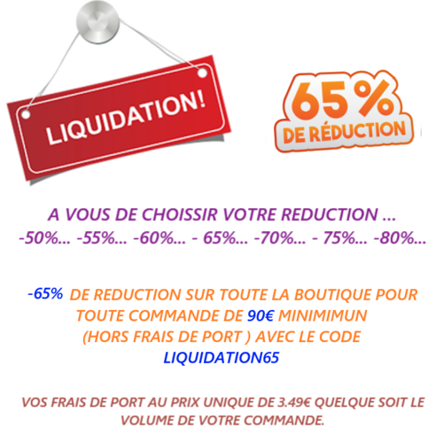 Liquidation - 65% de reduction + vos frais de port au prix unique de 3.49€