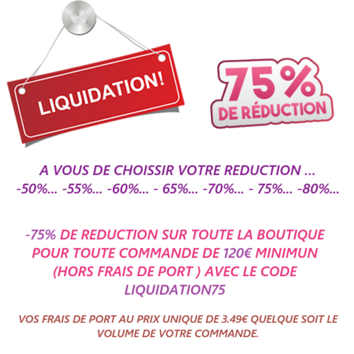 Liquidation - 75% de reduction + vos frais de port au prix unique de 3.49€