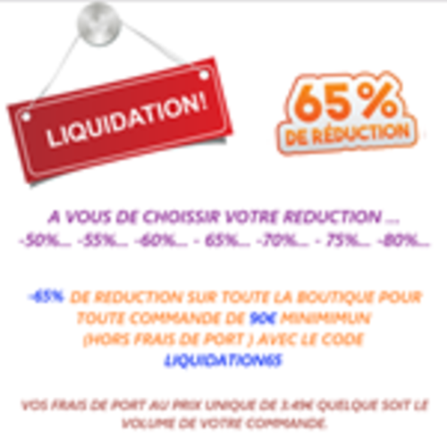 Liquidation - 65% de reduction + vos frais de port au prix unique de 3.49€