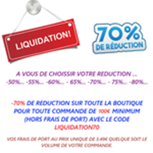 Liquidation - 70% de reduction + vos frais de port au prix unique de 3.49€