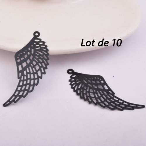 Lot de 10 pendentifs breloques - aile d'ange - filigrane - laser cut