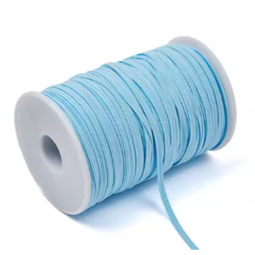 5 mètres de ruban élastique plat - bleu  - 6 mm