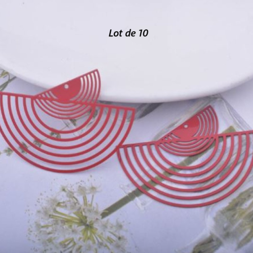 Lot de 10 pendentifs - breloques - forme eventail - estampe - filigrane - laser cut