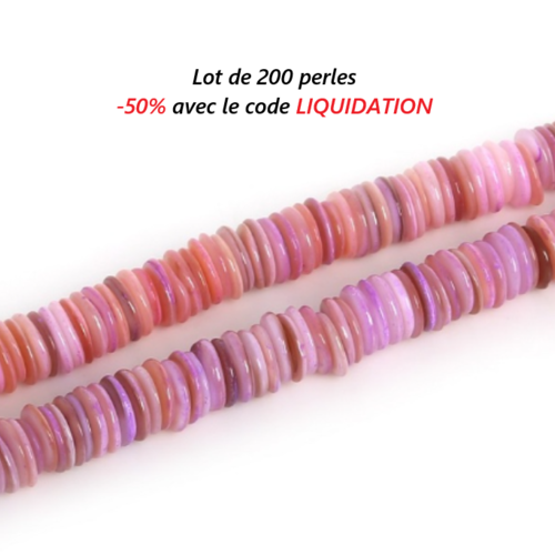 Lot de 200 perles naturelles coquillage - rose - parme - p707