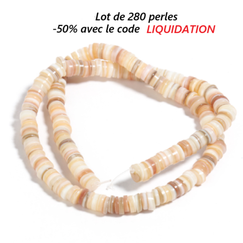 Lot de  280 perles naturelles coquillage - couleur naturelle - p702