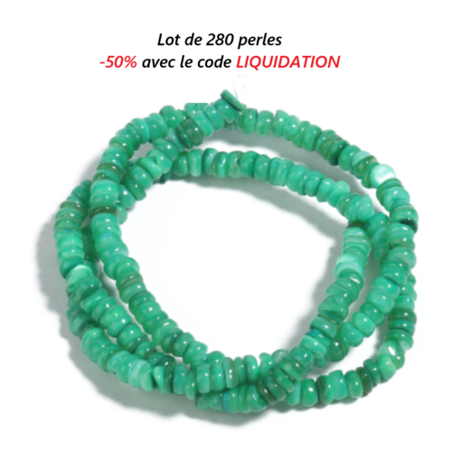 Lot de 280 perles naturelles coquillage - vert - p704