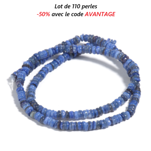 Lot de 110 perles naturelles coquillage - bleu - p705