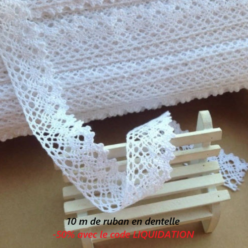 10 mètres de ruban dentelle coton - 25 mm - blanche cassé - d83
