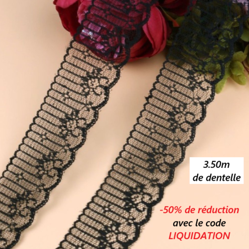 3.50 m de très jolie dentelle fine - 4.7 cm - noire - vendu au mètre - d106