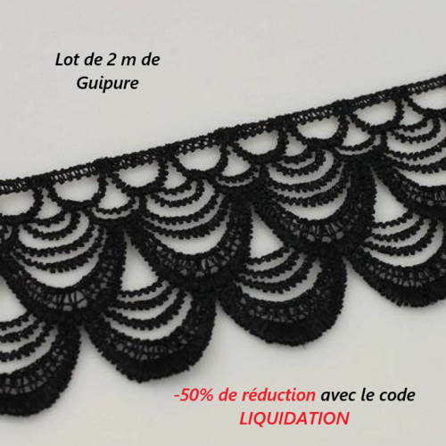 2 m de ruban guipure dentelle fine noire en 50 mm de largeur - d133