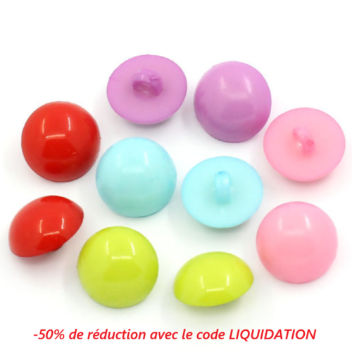 Lot de 10 boutons ronds en acrylique - multicolore